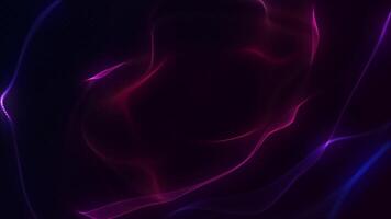 Gently flowing and rippling neon colored pink and blue glowing fractal light wave background animation. This modern abstract motion background is full HD and a seamless loop. video