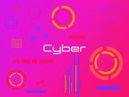 Bright design templates in cyberpunk style. Geometric shapes and figures vector