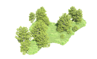 Grün Wald isoliert auf Hintergrund. 3d Rendern - - Illustration png