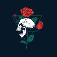 skull and rose flower artwork vector