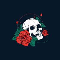 skull and rose flower artwork vector