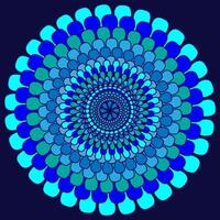 Vector mandala in the form of an abstract pattern located in a circle on a blue background