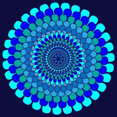 Vector mandala in the form of an abstract pattern located in a circle on a blue background