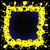 Vector abstract pattern in the form of a yellow frame drawn in doodle style on a blue and black background