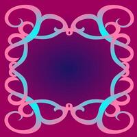 Artistic abstract frame in blue and pink color on purple background vector