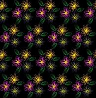 Floral pattern in the form of delicate multi-colored flowers on a black background vector