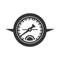 A logo of car speed icon vector speedometer silhouette jeep speed meter design template on white background