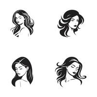 Vector set of different female icons in trendy flat style. girl heads and faces images collection on white background