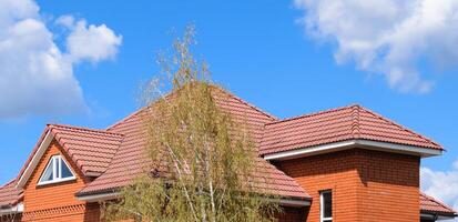 The house with a roof of classic tiles photo