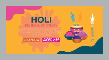 Happy Holi colorful banner template indian hinduism festival celebration, social media poster design  and horizontal banner template for holi festival celebration vector