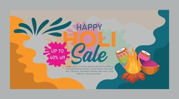 Happy Holi colorful banner template indian hinduism festival celebration, social media poster design  and horizontal banner template for holi festival celebration vector