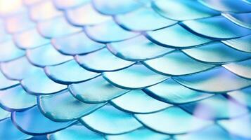 AI generated close-up of blue scales fish mermaid scales. photo