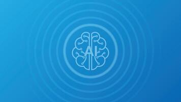 Artificial intelligence innovation blue background with a brain in the center vector