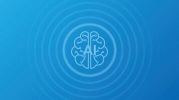 Artificial intelligence innovation blue background with a brain in the center vector