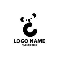 letter C koala logo design vector