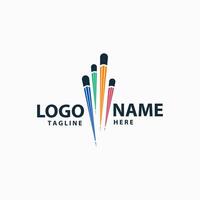 colorful pencils  logo design vector