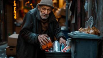 AI generated Aging Society homeless old man searching photo