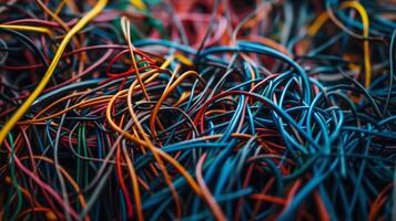 AI generated tangle of colorful wires confusion and lack of organization photo