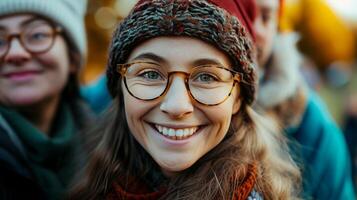 AI generated Happy Family Moment woman with glasses smile for a family photo