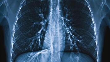 AI generated X-ray of a lung with pneumonia and pleural effusion. photo