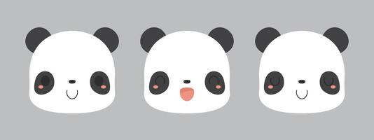 conjunto de linda gigante panda oso dibujos animados caracteres. plano vector ilustración.
