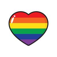 Kawaii rainbow colored heart icons. LGBTQI concept. vector