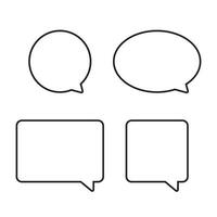 Blank black border speech bubbles. Vector illustration.