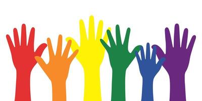 Silhouette of rainbow colored hands. LGBT concept. vector