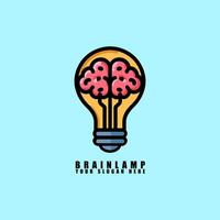 cerebro lámpara logo diseño vector