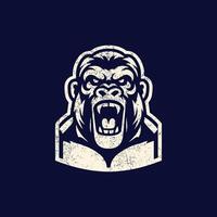 gorilla logo design with grungeg texture vector