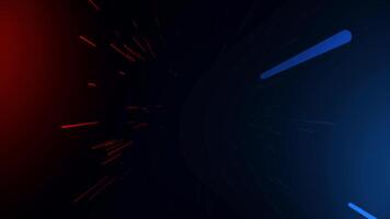 Tunneling trajectory. Abstract multicolored hyperspace tunnel on black background. Projection of slow motion of photons video