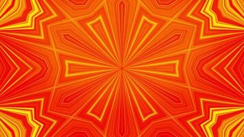 Abstract animation of movement of triangles in kaleidoscope. Yellow-orange color scheme. Meditative and hypnotic pattern of fractal cyclic animation video