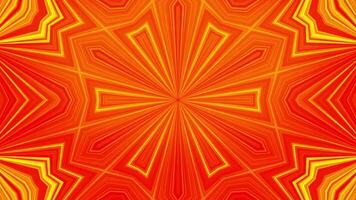 resumen animación de movimiento de triangulos en caleidoscopio. Amarillo naranja color esquema. meditativo y hipnótico modelo de fractal cíclico animación video