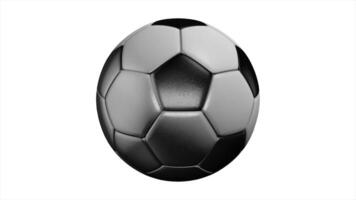 realistisk läder fotboll boll roterande på de vit bakgrund. animering av en fotboll boll på en vit bakgrund video