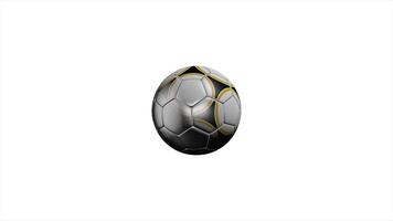 Realistic leather soccer ball rotating on the white background. Animation of a football ball on a white background video