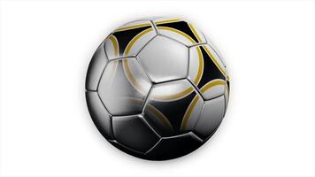 Realistic leather soccer ball rotating on the white background. Animation of a football ball on a white background video