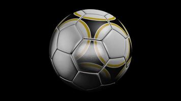 Realistic leather soccer ball rotating on the black background. Animation of a football ball on a black background video