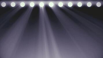 Bright stage lights flashing in white color seamless loop. Animation scene lighting video