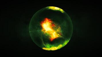 verde traslucido bicchiere energia futuristico Magia il giro palla liquido plasma sfera. astratto sfondo. video nel alto qualità 4k, movimento design