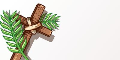 palm sunday horizontal banner illustration with copyspace area vector