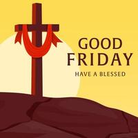 vector design good friday illustration with the cross on sunset background