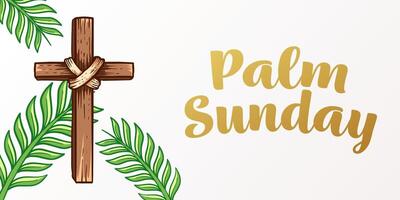 hand drawn palm sunday horizontal banner poster illustration vector