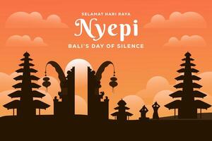 nyepi de bali día de silencio antecedentes ilustración vector diseño