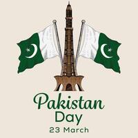 Pakistan Day illustration in hand drawn style design vector