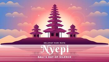 Nyepi Bali's day of silence horizontal banner illustration in gradient vector