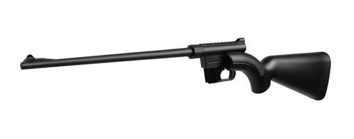 Small-bore bolt rifle in a plastic stock of .22lr. Small rifled weapon for hunting and sports. Isolate on a white back. photo