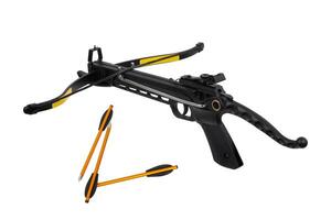 Modern crossbow isolate on a white back. Quiet weapon for hunting and sports. photo