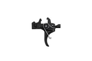 Shock trigger for gun isolate on white back. Gun trigger. Repair spare part. photo