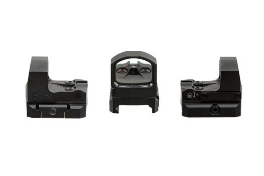 moderno óptico colimador vista. puntería dispositivo para disparo a corto distancias aislar en un blanco atrás. foto