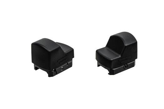 moderno óptico colimador vista. puntería dispositivo para disparo a corto distancias aislar en un blanco atrás. foto